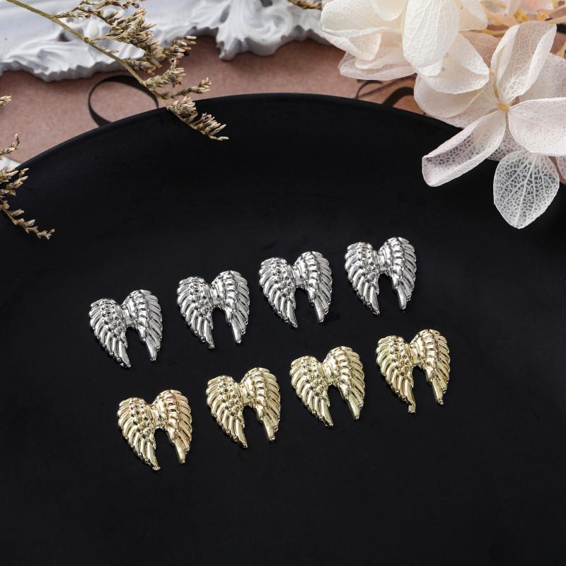 2 Pack Angel Wings Metal Nail Art Charms Gold Silver Wings Nail Decoration For Manicure Diy 3D  Sparkly Nail Parts