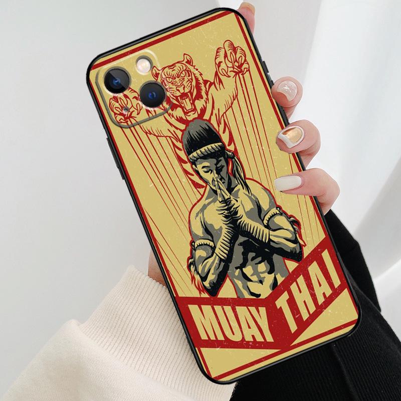 Muay Thai Kickboxing Fight Phone Case For iPhone 17 Pro Max 14 13 12 11 15 16 Pro Max mini 16 15 Plus 16e 17 Air Cover
