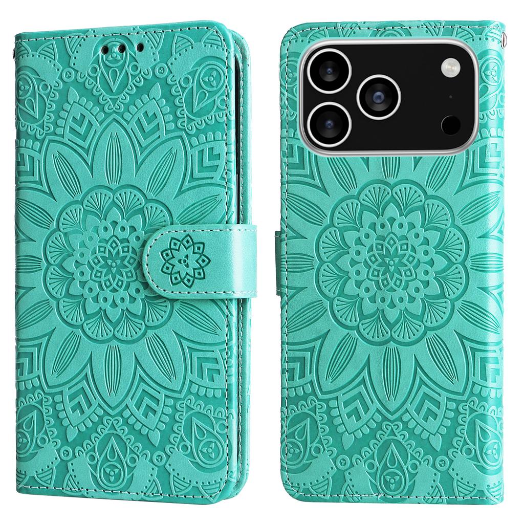 For iPhone 17 Pro Case Sunflower Imprint Leather Wallet Phone Cover