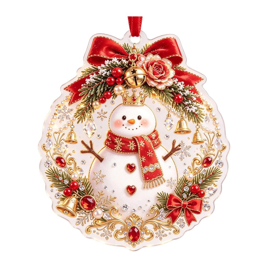 Christmas Hanging Ornament Vintage 2D Acrylic for Holiday Tree and Home Decor