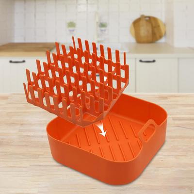 Vassoio per friggitrice ad aria, per pancetta, microonde, in silicone, per salsicce, pentole, griglia antiaderente
