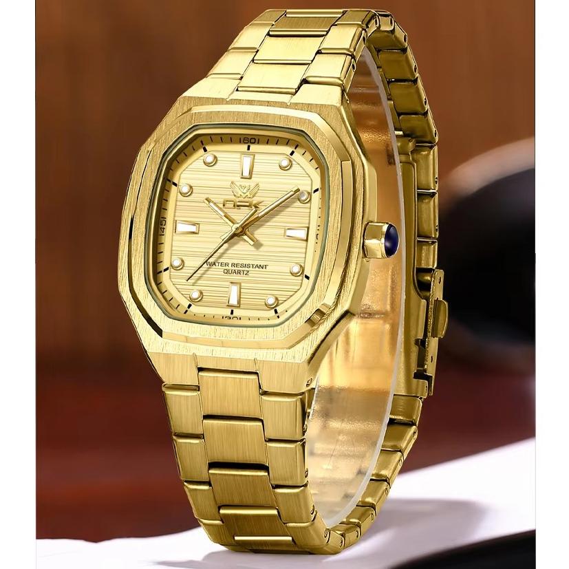 Mens Classic Analog Watch Octagon Square Case Quartz Movement Waterproof Luminous Wrist Watches