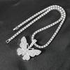 Men Women Hip Hop Iced Out Bling Butterfly Pendant Necklace with 9mm Miami Cuban Chain Hip Hop Necklaces Fashion Charm Jewelry