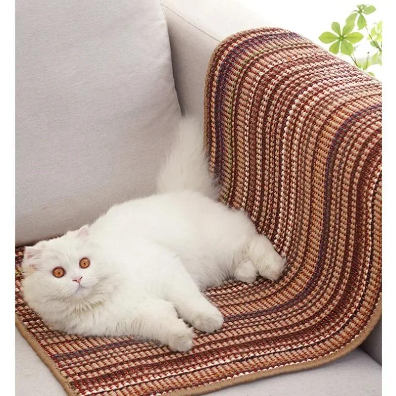 

Цветные полоски кошачьи царапины сизаля коврик обертывание для кошачьих когтей стачивание домашних животных диван кровать защита подушка чехол устойчивый к укусам 40*60cm