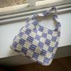No.04 / Checks Bag _ Purple (Checks Checkerboard Crochet Knit Bag)