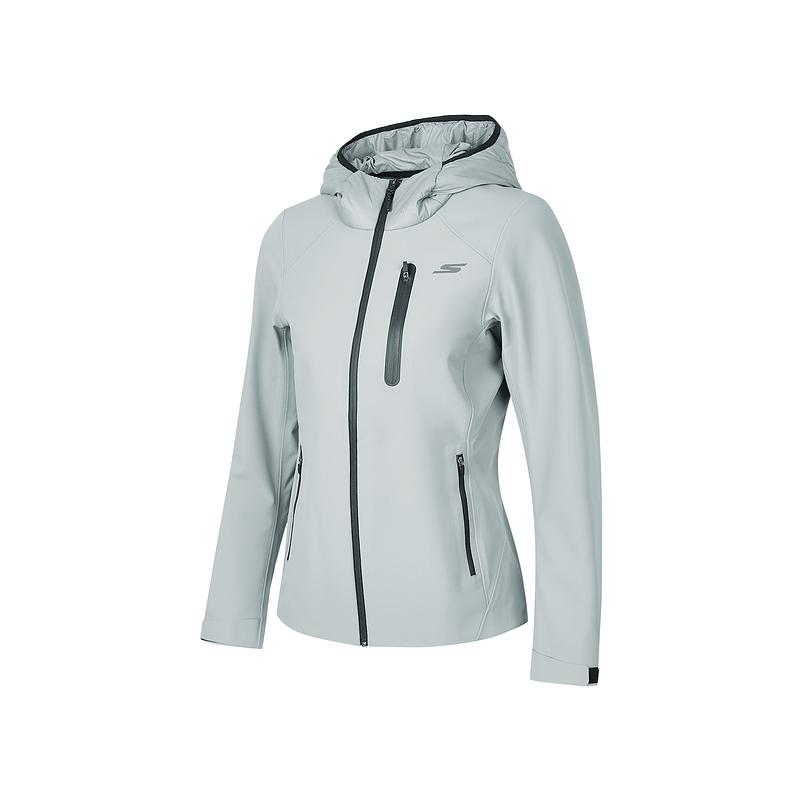 Skechers Comfortable Skin-Friendly Soft Zipper Hooded Long Sleeve Jacket Women jackets Ultimate-Gray P424W222-028Q M