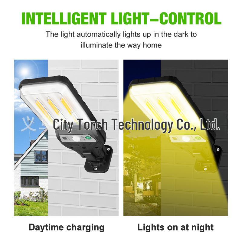 Solar-Powered Motion Sensor LED Street Light with Remote Control, Waterproof for Outdoor Garden