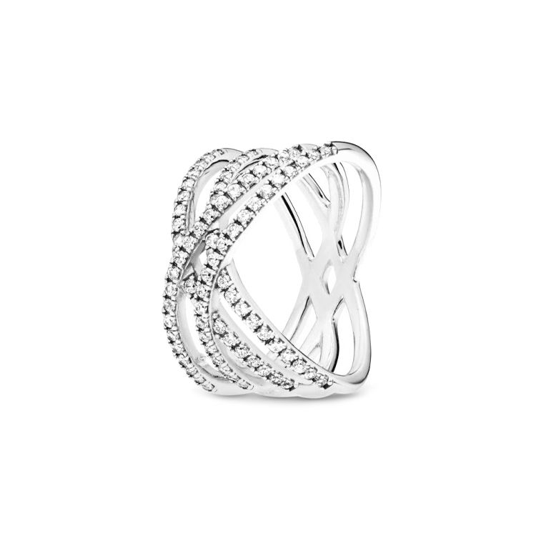 Pandora Multi-Layered Shimmering 925 Silver Ring Women rings 196401CZ 48