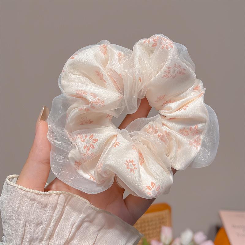 Women's Rose Mesh Scrunchie - French Style Elastic Hair Tie Durable Leatherette