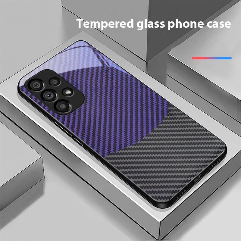 Dwukolorowe paski dla Samsunga Galaxy S10 20 Plus 21 FE 22 23 24 FE 25 Ultra Czarny Szklany Pokrowiec na Telefon Hartowany Twarda Skorupa