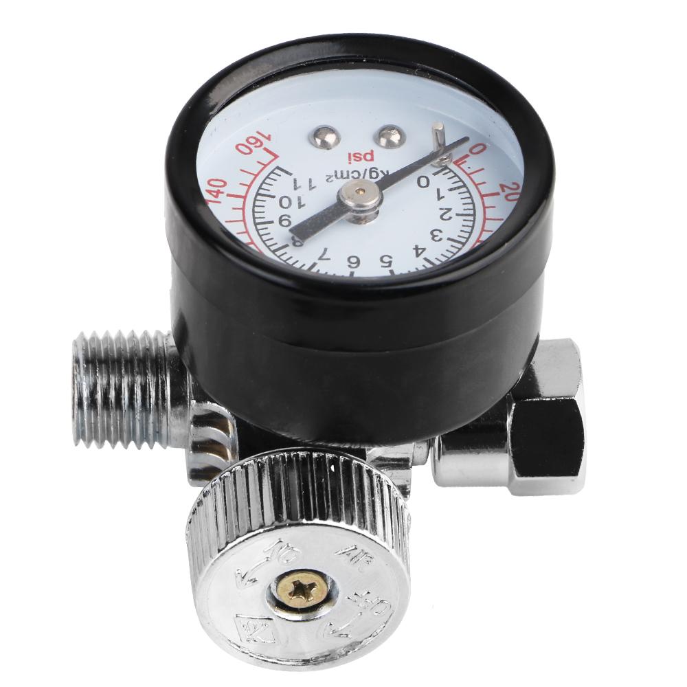 

С манометром и клапаном реле давления, регулируемый 1/4 регулятор воздуха для краскопульта, клапан управления потоком воздуха, пневматические детали 1/4 чёрный