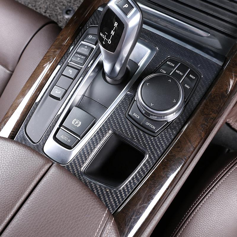 For R H D & L H D Real Carbon Fiber For BMW X5 X6 F15 F16 Car Center Gear Shift Panel Cover Frame Cover Stickers Car Accessories