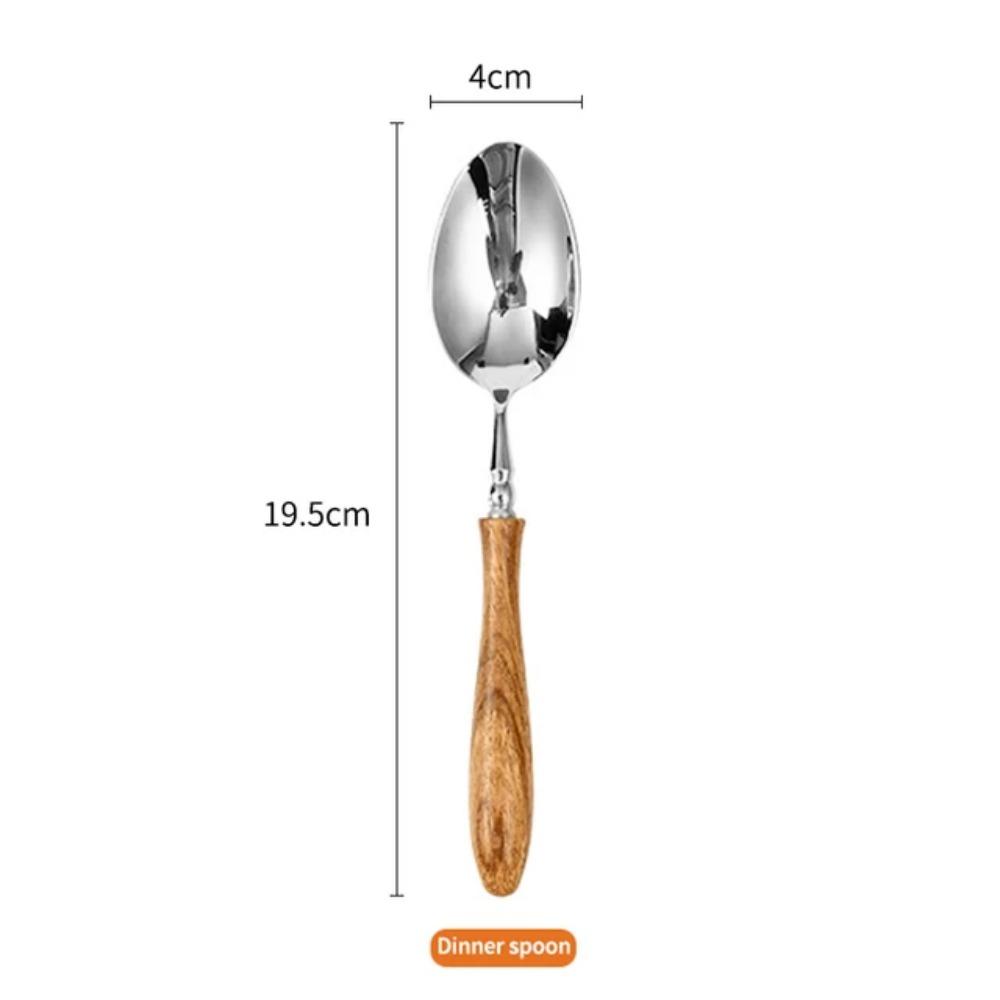 Besteckset mit Holzgriff Edelstahl Besteck Gabel Messer Kaffeelöffel Geschirrset Westliches Besteckset Spülmaschinenfest