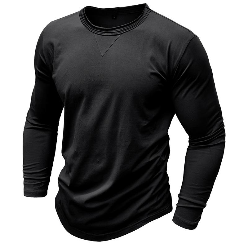 Men's Long Sleeve T-Shirts Soft Stretch Cotton Tees Crew Neck Basic Casual T-Shirt Workout Moisture Wicking Tops Male Athletic Breathable Tee Shirts