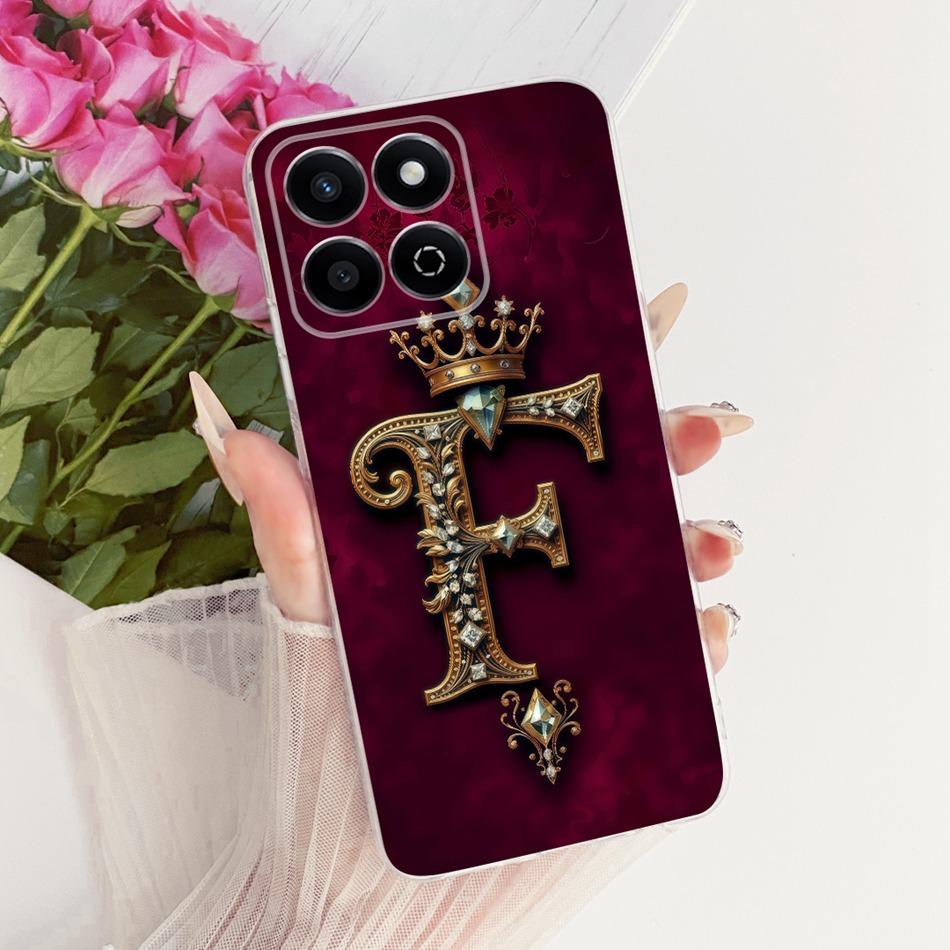 For Honor X7C Royal Crown Initial Letter Couple Phone Case For Honor X7c ALT-LX2 Soft Silicone TPU Cases Bumpers