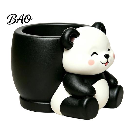 Small Pothos Spider Plant Pots Cute Panda Succulent Planter, Resin Cartoon Animal Pot, Planter Decorative Pot for Indoor Office Desk, Balcony, Garden