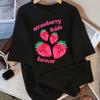 Women T-Shirt Cotton Summer Strawberry Fruits Forever Printed Short Sleeve Tees O-Neck Comfortable Loose Tops Casual Clothes
