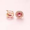Exquisite Russian Purple Gold Smoke-Colored Gemstone Earrings Rose Gold Egg Surface Pattern Hollow Earrings Set Jewelry
