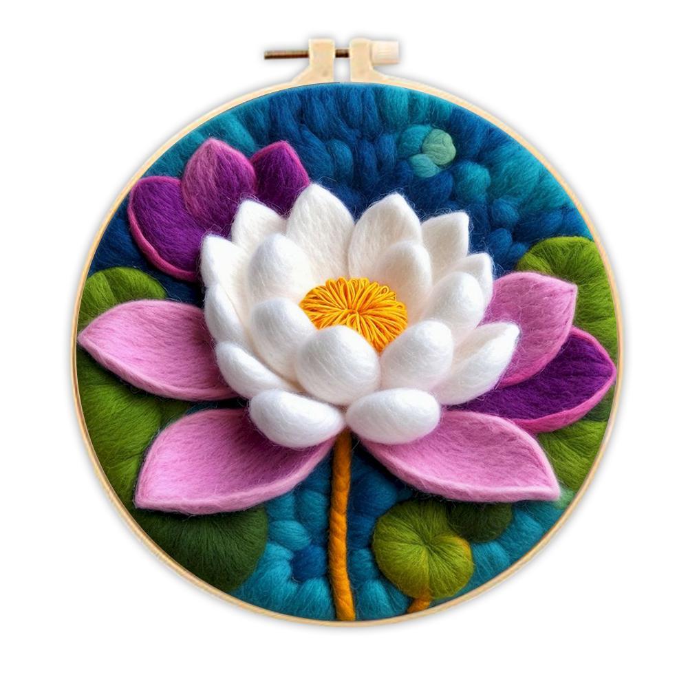 

CHENISTORY 20x20cm DIY Wool Felting Painting With Embroidery Frame Flower Handmade Needle Wool Painting Decoration Gift New 2024
