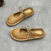 Johnature Handmade Genuine Leather Flat Slippers Round Toe Retro Soft Soled Women's Outdoor Slip-on Shoes