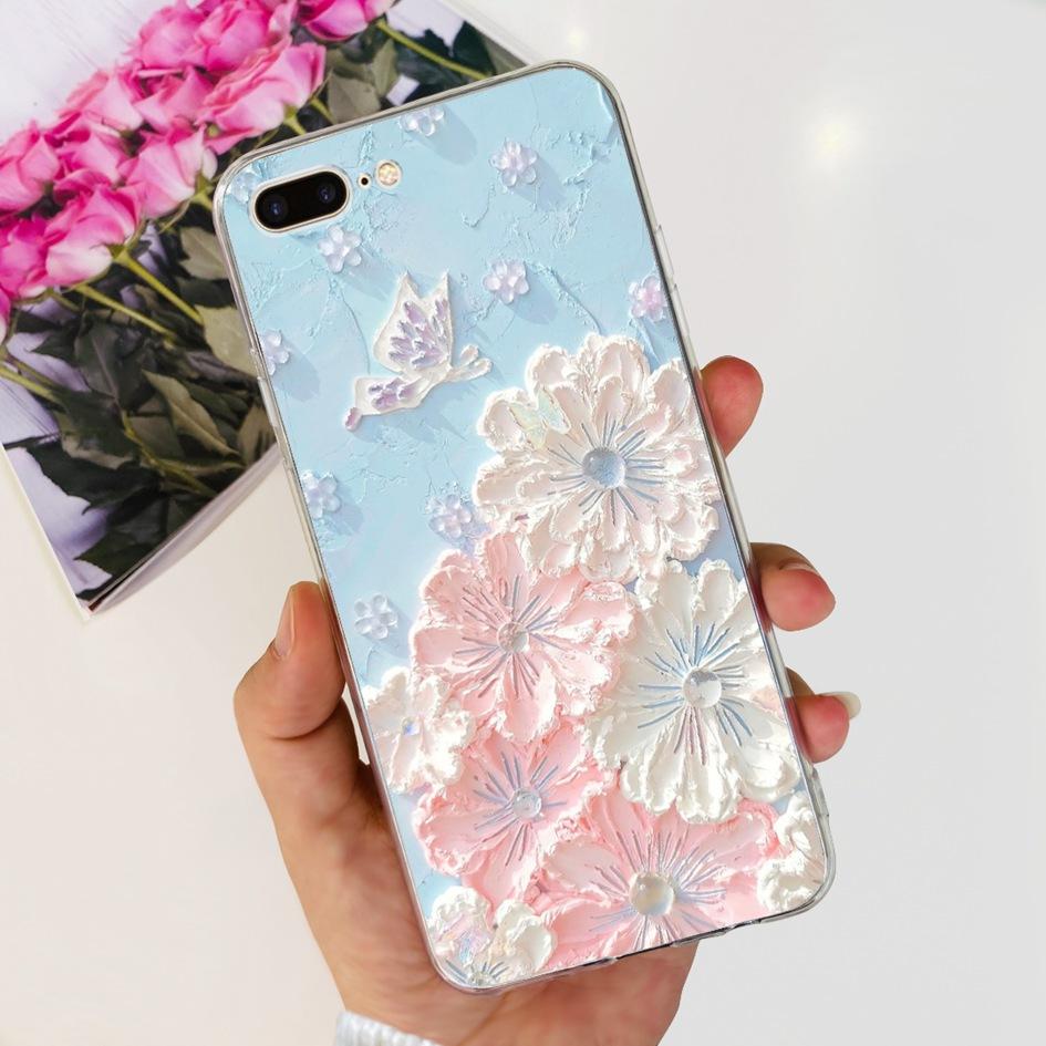 Case For Apple iPhone 7 8 Plus Cover Cute Butterfly Flower Silicone Soft Funda Protector Coque For iPhone 7 8 7plus 8plus Bumper