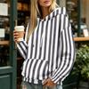 Women's Striped Print Hoodie - Casual Long Sleeve Pullover with and Front Pocket