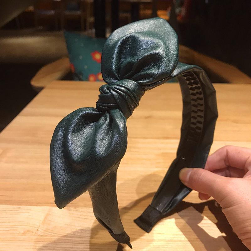 

Прозрачная повязка на голову с узлом из синтетической кожи для женщин, девочек, для вечеринки, шопинга, головной убор, повязка на голову с узлом-бантом сбоку, обруч для волос для женщин, головной убор