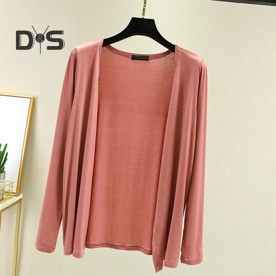 Frauen Einfarbig Dünne Strickjacke Mantel Langarm Vorne Offen Weiche Atmungsaktive Mantel Lässig Weiblichen Kleidung