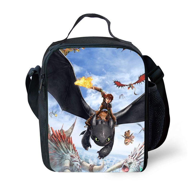 

Fashion Childrens Dragon Lunch Bag Black Shoulder Bags Movie Print Unique