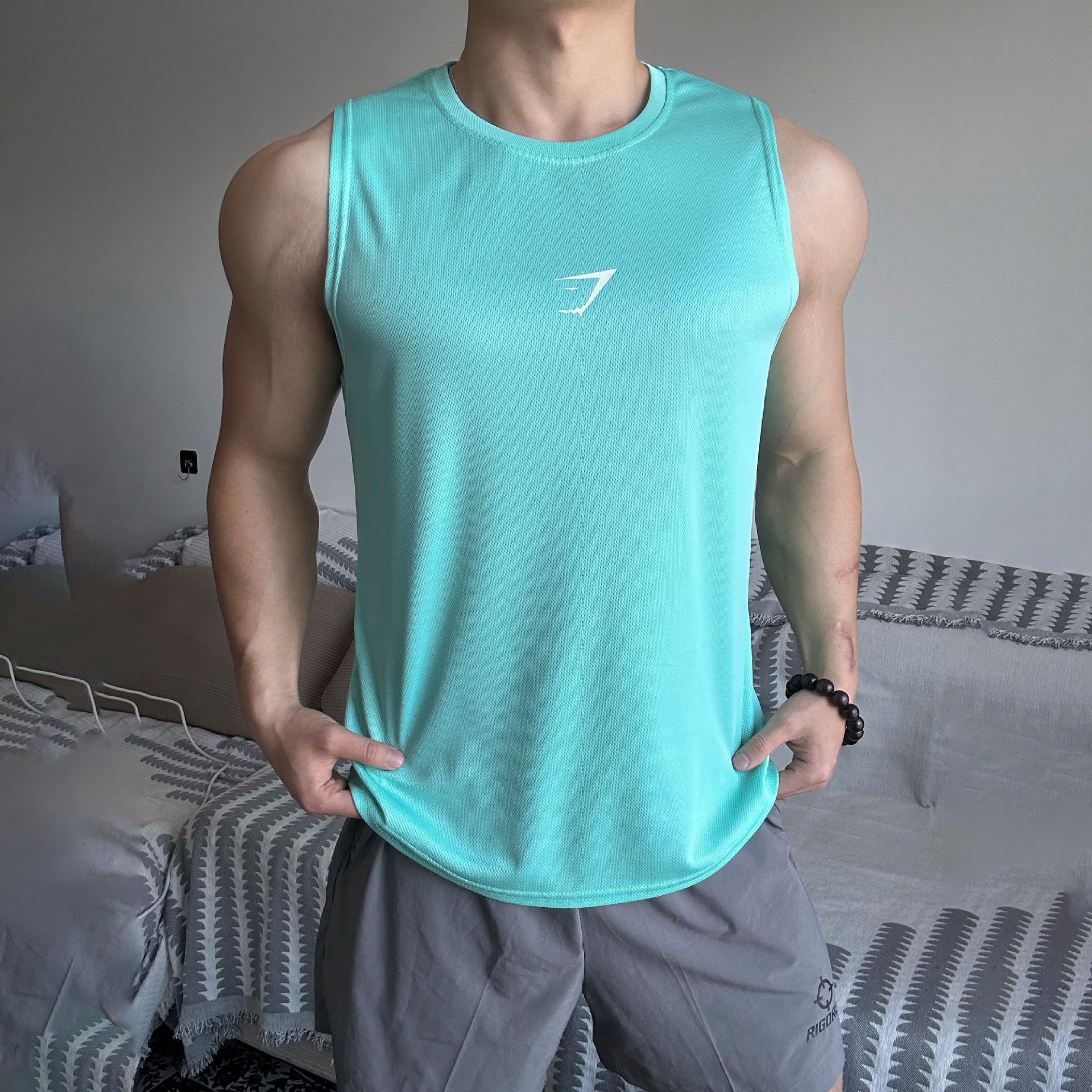 Schnelltrocknendes Streetwear Muskelshirt - Ärmelloses Sommer Fitness & Laufshirt 4XL himmelblaue