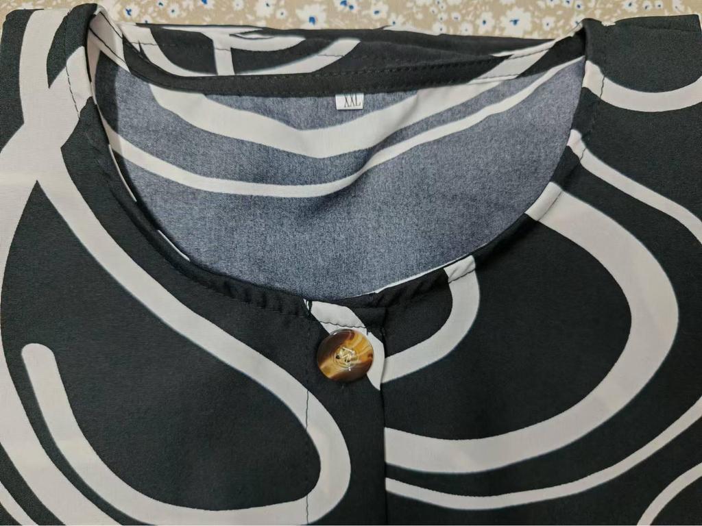 New Plus Size Women's Puff Sleeve Floral Button Shirt