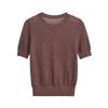 Fashion Style 2024 Autumn New Women's Clothing Short Sleeve round Neck Thin Base Slim-Fit Knitted Top 9598113