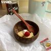 Natural Coconut Bowl Set Handmade Wooden Tableware Wood Spoon Dessert Fruit Salad Mixing Ramen Storage Bowl Kitchen Tableware