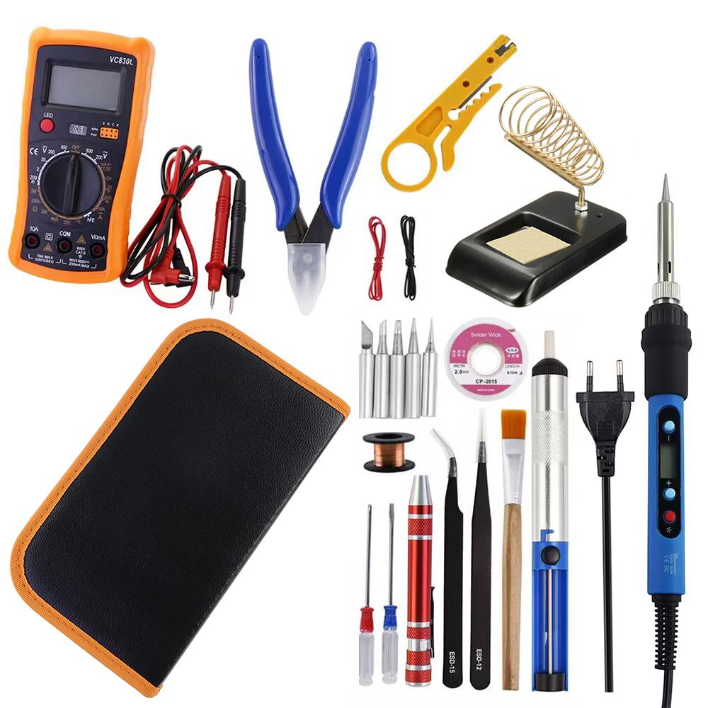 Blue 80W Electric Soldering Iron Digital Display With Switch 110V 220V Adjustable Temperature Solder Welding Desoldering Tools