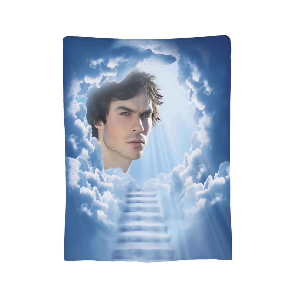 Damon Salvatore The Vampire Diaries Blankets Fleece Printed Ian Somerhalder Portable Warm Throw Blanket for Sofa Bedding Throws