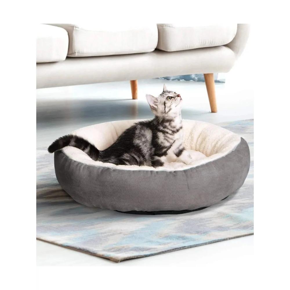 

Уютная кошачья кровать для дома, противоскользящая круглая пончиковая успокаивающая подушка для маленьких, средних и больших домашних животных, теплая мягкая собачья кровать, которую можно стирать в стиральной машине XS