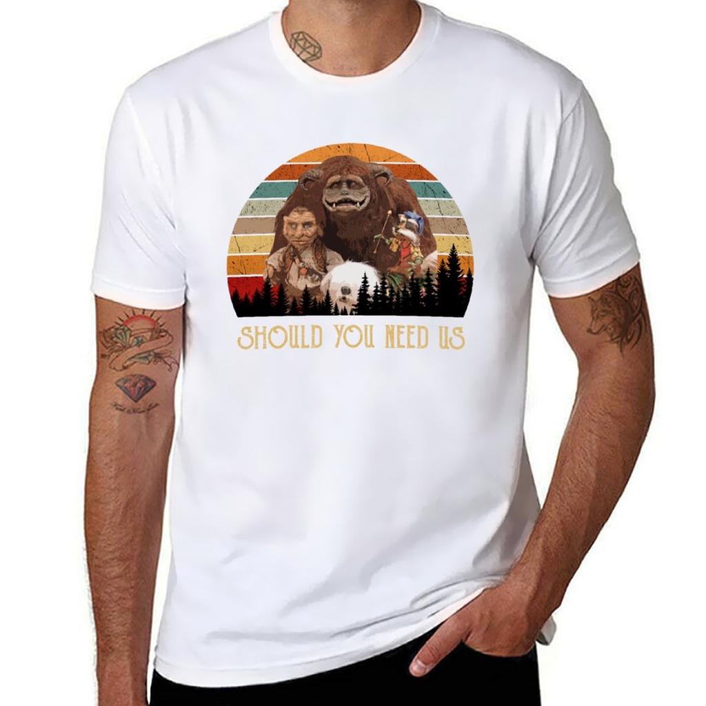 Hoggle Should You Need Us  Labyrinth Vintage  Ludo Labyrinth Tshirt Work Duty Casual Tshirt
