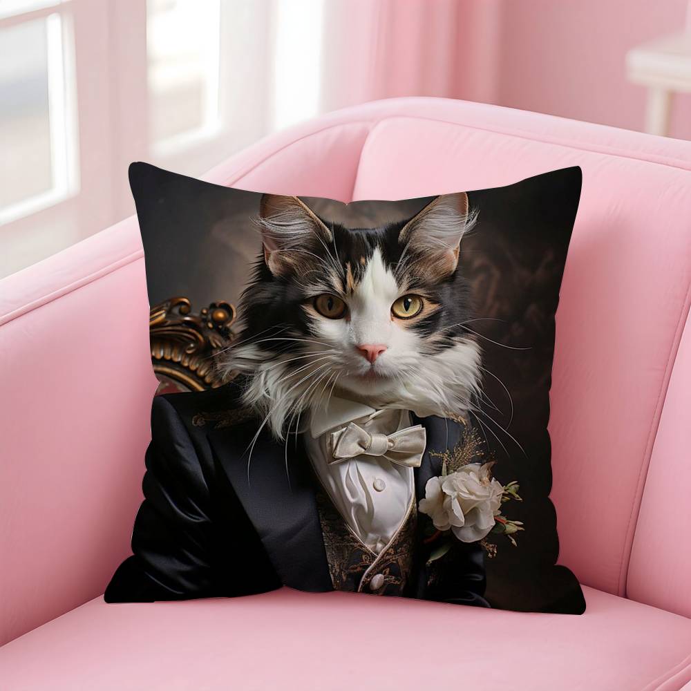 Renaissance Royal Cat Funny Pillow Case pattern printing pillowcase living room sofa cushion cover bedroom room decor