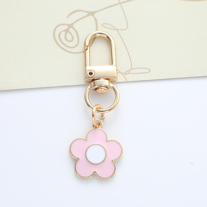 Lovely Sakura Flower Keychain Charm Enamel Pink White Black Women Bag Charms Key Ring Accessories