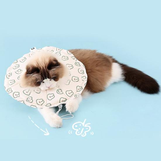 Padded Cat Cone Collar Adjustable Drawstring Pet Recovery Collar Soft Fabric Dog Cone Prevents Licking Biting Wound for Cats And Dogs