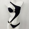 OFTBUY 2025 New Women Sexy One Piece Swimsuit Hollow Thong Metal Bikini Set Solid Halter Neck Bathing Suit Biquini Beachwear