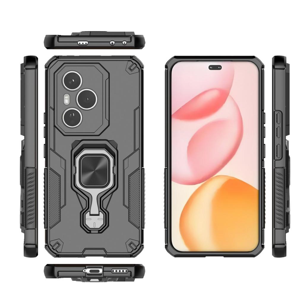 For Honor 400 Pro 5G (Global) Phone Case WANLONFENG PC TPU Back Cover Kickstand with Tempered Glass