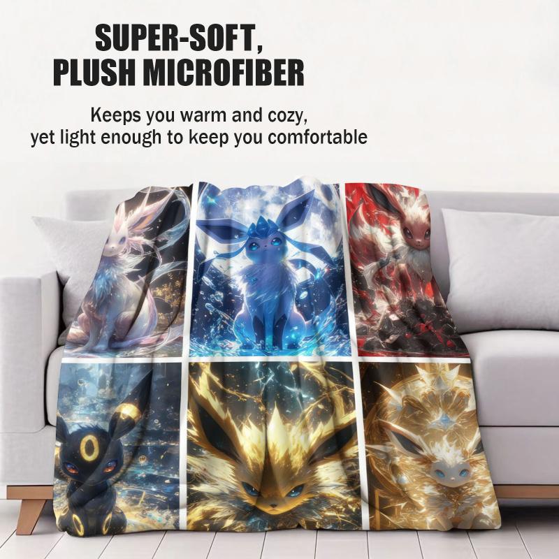 Pokémon Eeveelutions Collage Flannel Blanket Soft Warm Plush Throw For Sofa Bed Cover Travel Camping Nap Cape Shawl Fans Gift