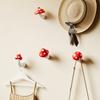 Cute Mushroom Wall Hook Decorative Key Holder Hook No Drill Wall Mounted Red Mushroom Hook for Bedroom Bathroom Entryway Coat Scarf Bag Towel