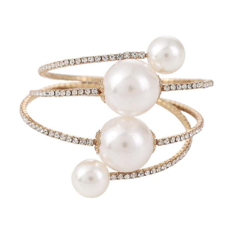 Jewelry Fashion Multi-layer Pearl Diamond Winding Spiral Bracelet Bridal Pearl Bracelet