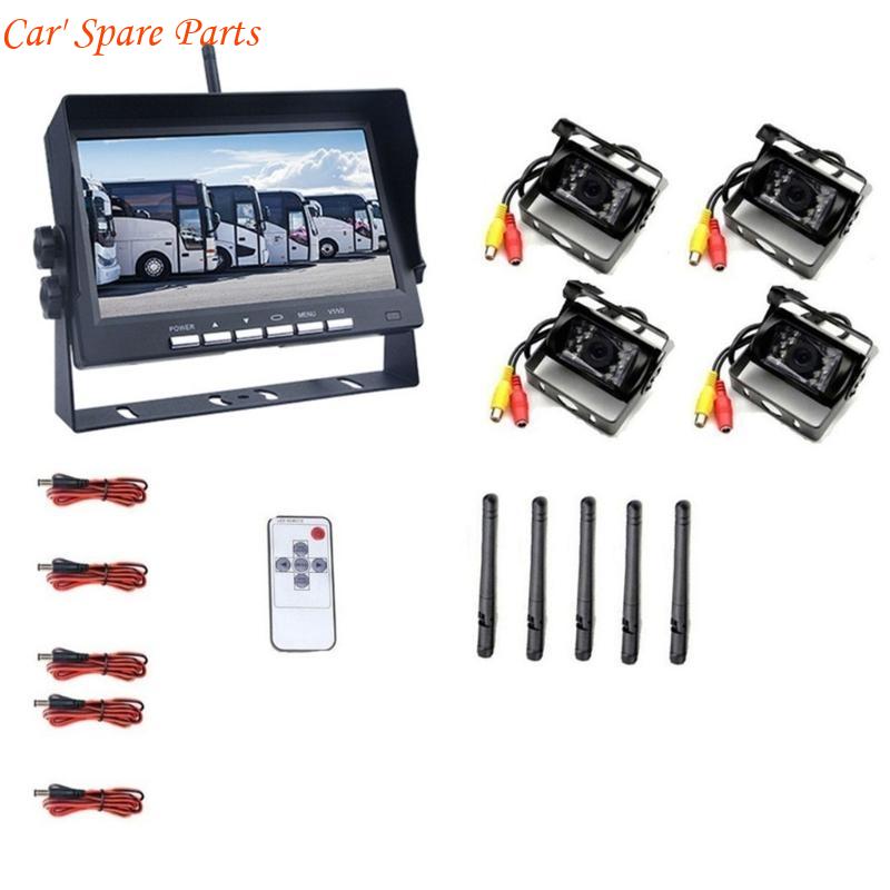 Y4UA 7 inch Wireless Parking Assistance Rear View Camera Truck Bus Trailer Excavator