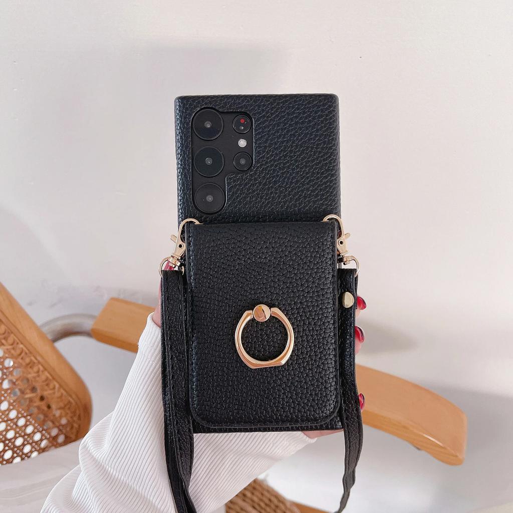 Ring Crossboby with Card Holder Phone Case for Samsung Galaxy S25 S24 S22 Ultra Plus S23 FEA25 A35 A55 A24 A34 A54 Back Cover
