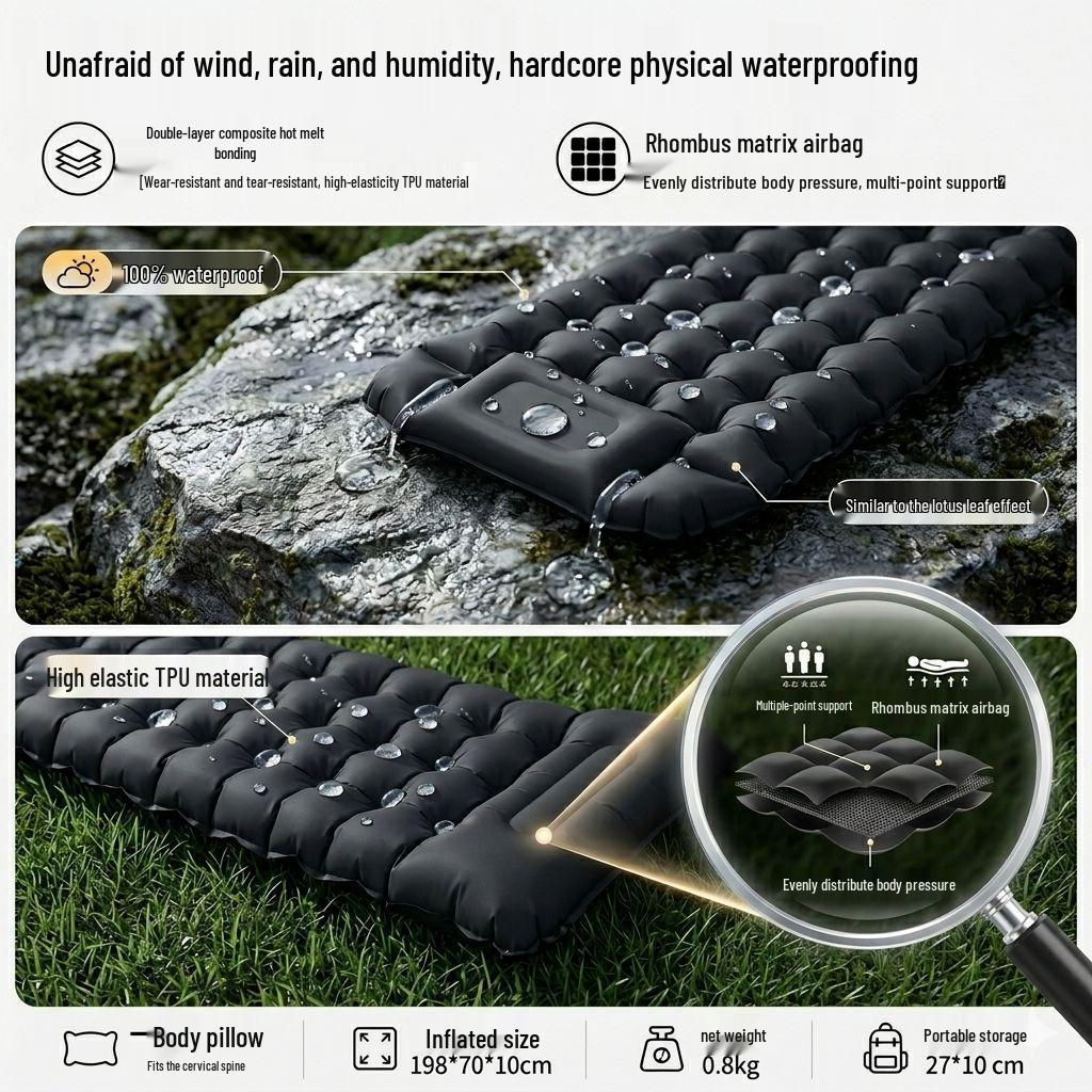 Portable TPU Inflatable Camping Pad - Lightweight, Single Person Mat for Hiking & Mountaineering