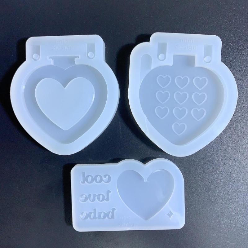 Foldable Phone Silicone Mold Epoxy Jewelry Mold for Resin Casting Keychain Photo Frame Home Decor Heart Pendant Mold