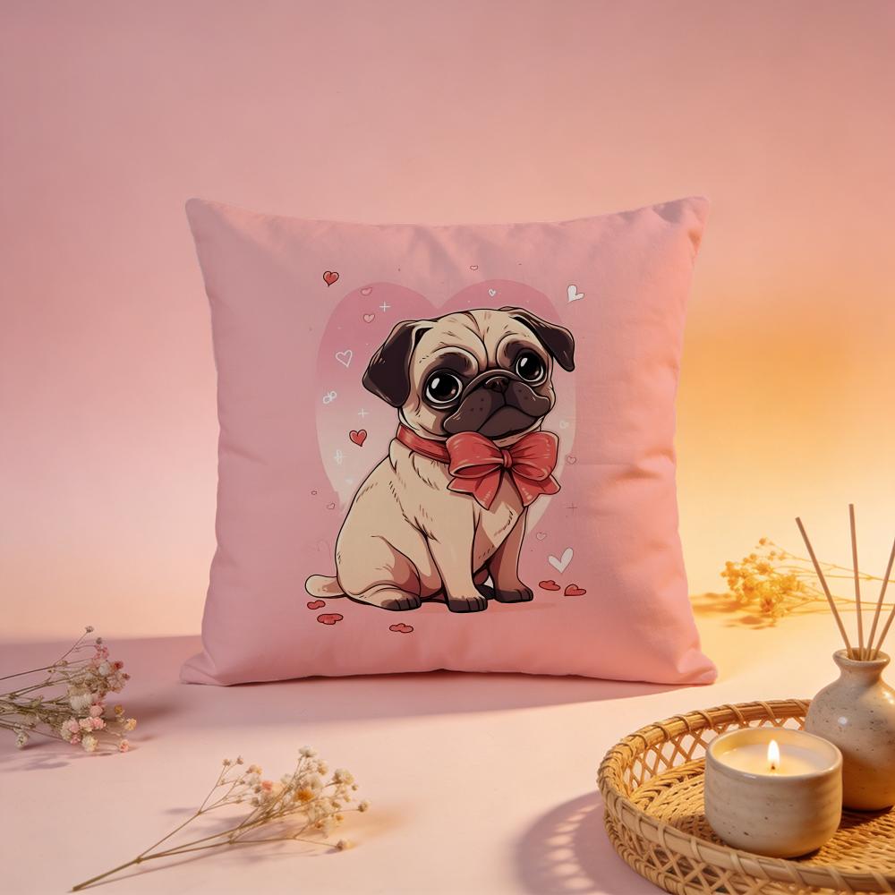 Lovely Cute Pug Dog Cushion Cover Comfortable Durable Pillow Cover MultiScene for Home Office Car Sofa
